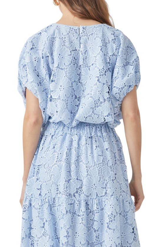 Endless Rose Sequin Lace Voluminous Crop Top In Powder Blue