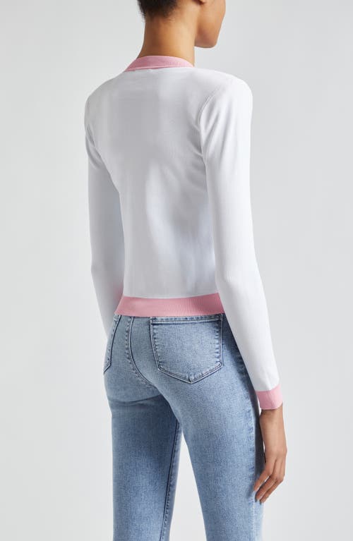 Shop L Agence L'agence Leon Button Cardigan In White/cotton Candy