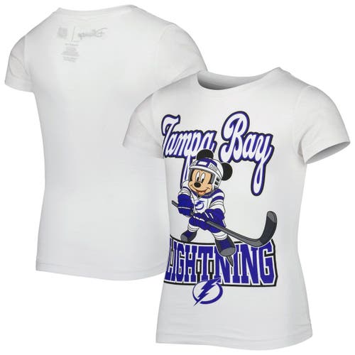 Outerstuff Girls Youth White Tampa Bay Lightning Mickey Mouse Go Team Go T-Shirt