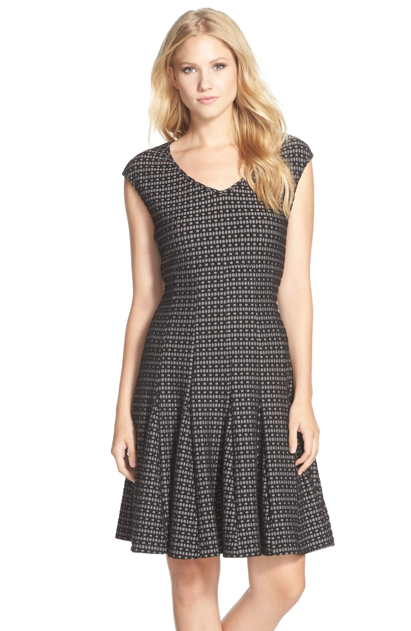 Taylor Dresses Honeycomb Ponte A-Line Dress | Nordstrom nordstrom tailoring chicago