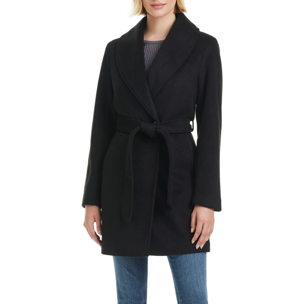 VINCE CAMUTO VINCE CAMUTO WRAP COAT WITH REMOVABLE FAUX FUR COLLAR