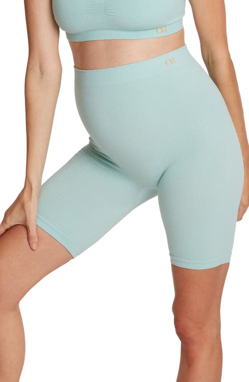 Zoe Rib Maternity Shorts in Turquoise