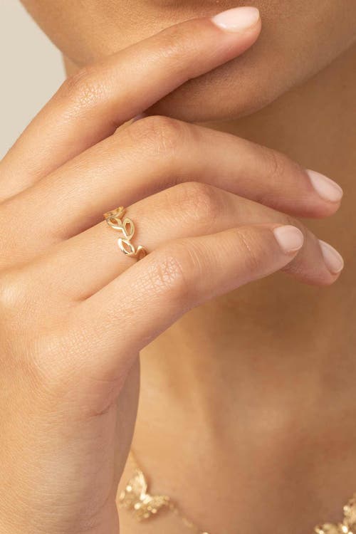 Shop Oradina 14k Gold Leaf Your Mark Ring In Yellow Gold