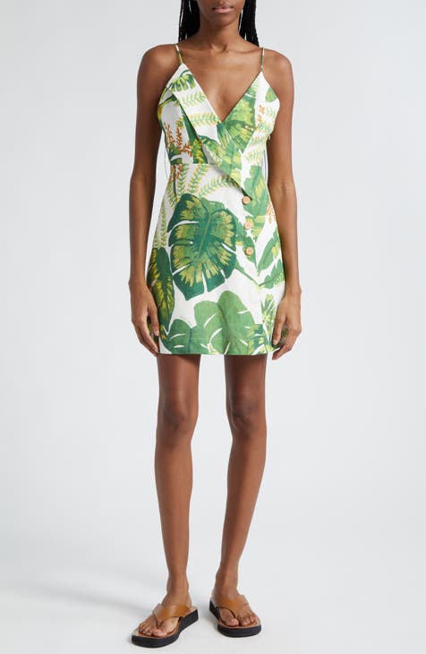 NWT Lucky Brand Womens Linen Sleeveless V-Neck Green Mini Dress Plus Size 3X