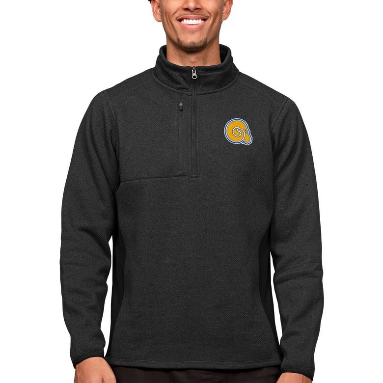 Shop Antigua Heather Black Albany State Golden Rams Course Quarter-zip Pullover Top