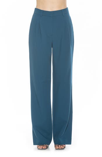 Alexia Admor Ellie Pleated Wide Leg Pants In Teal