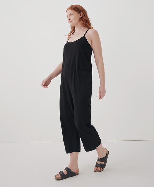 Pact Organic Cool Stretch Lounge Jumpsuit In Black