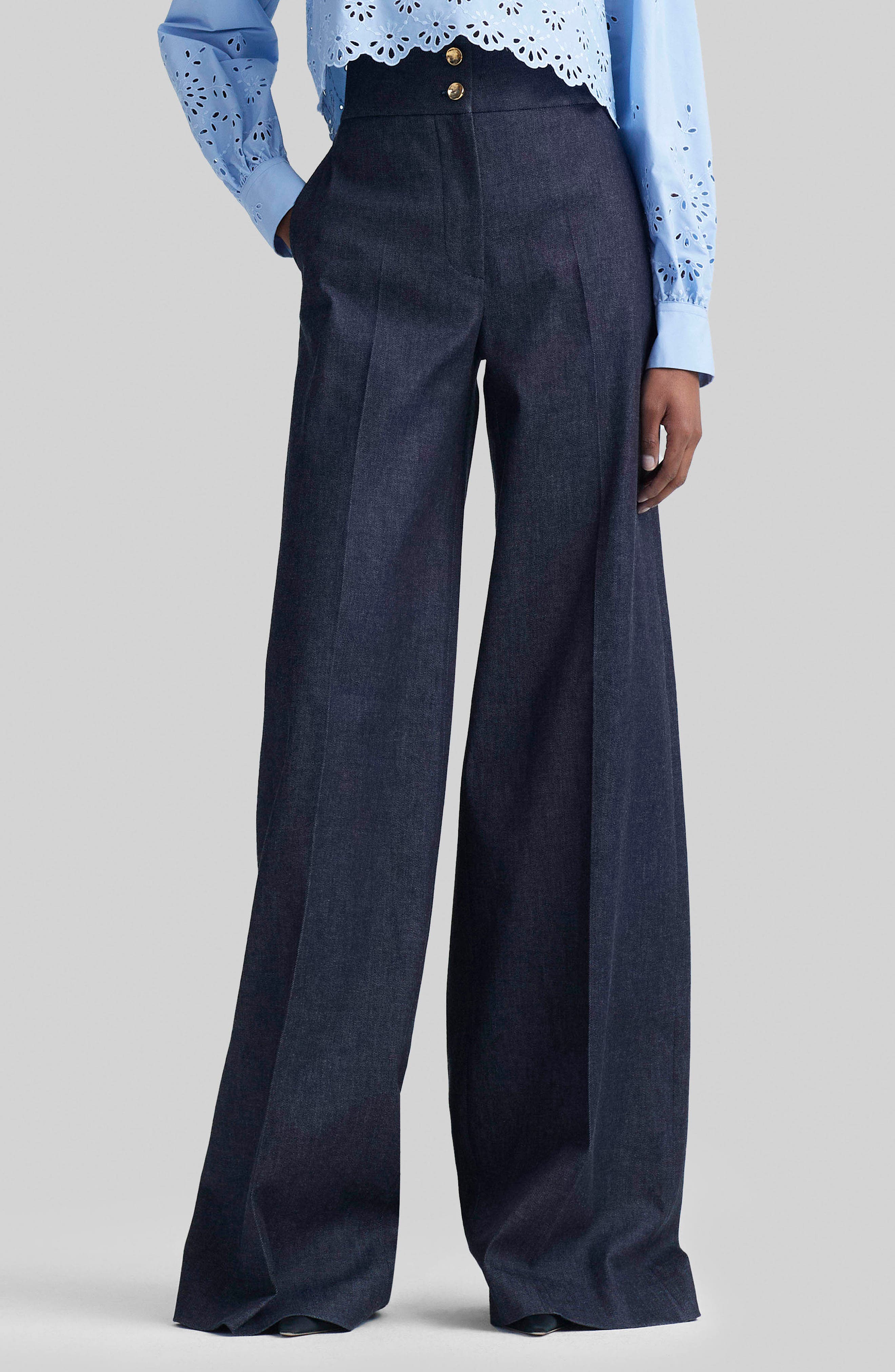 High-rise wool-blend flared pants