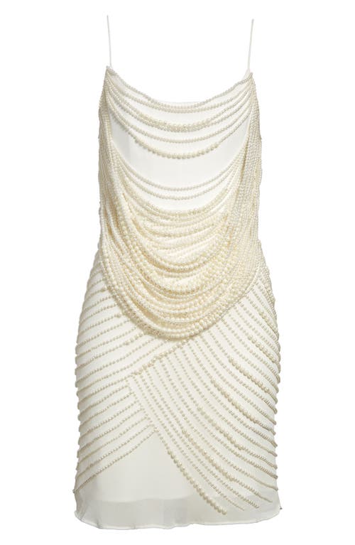 ASOS DESIGN Imitation Pearl Embellished Draped Minidress in White