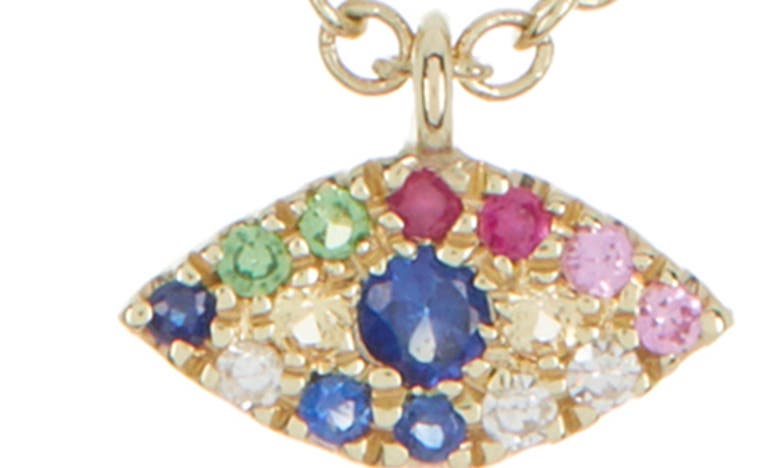 Shop Meira T Diamond, Ruby, Sapphire & Peridot Eye Pendant Necklace In Yellow Gold