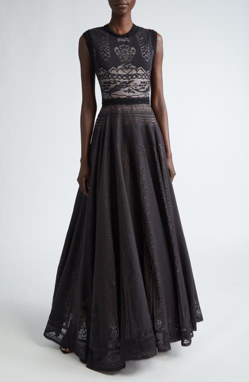 Giambattista Valli Garden of Eden Macramé Trim Lace Maxi Dress in Black at Nordstrom, Size 4 Us