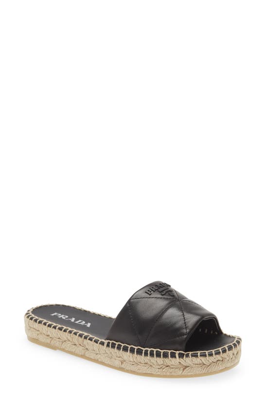 Prada Quilted Leather Slide Sandal In Nero