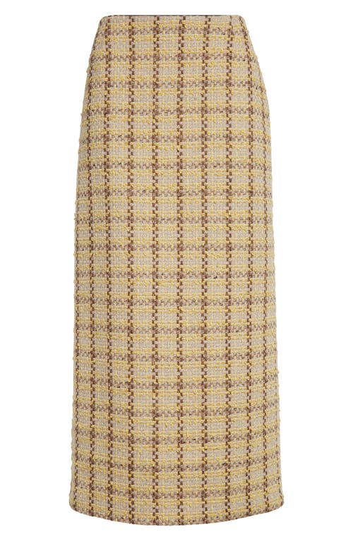 Shop Lafayette 148 New York Plaid Tweed Pencil Skirt In Canary Yellow Multi