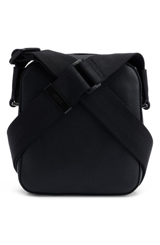 Shop Hugo Boss Ray North/south Faux Leather Messenger Bag In Black