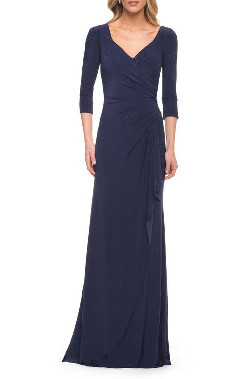 La Femme Jersey Trumpet Gown in Navy at Nordstrom, Size 20