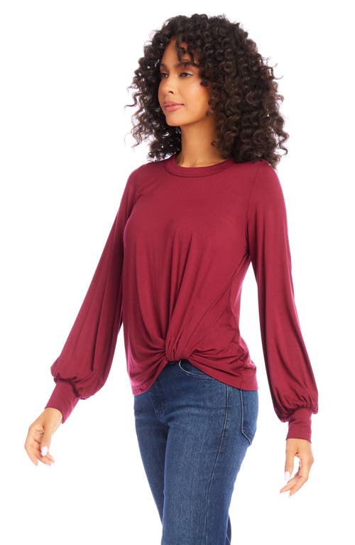 Shop Karen Kane Twist Hem Long Sleeve Top In Wine