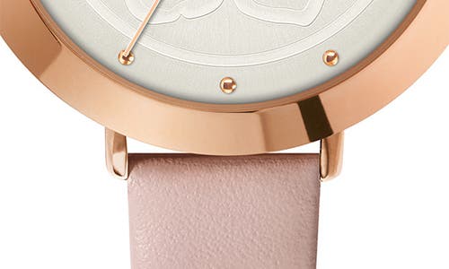 Shop Ted Baker London Ammy Magnolia 3h Leather Strap Watch, 34mm In Rose Gold/silver/pink