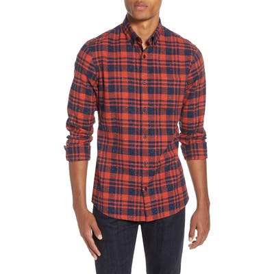 1901 Trim Fit Plaid Button-Down Sport Shirt, Metallic