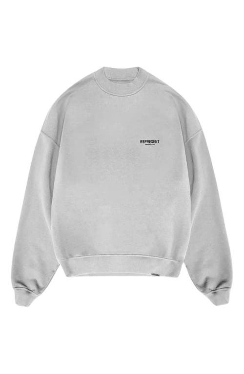 Represent Grey Crewneck Sweatshirt With Logo Lettering On The Front And Maxi Logo Print On The Rear In Cotton In Ash Grey/black