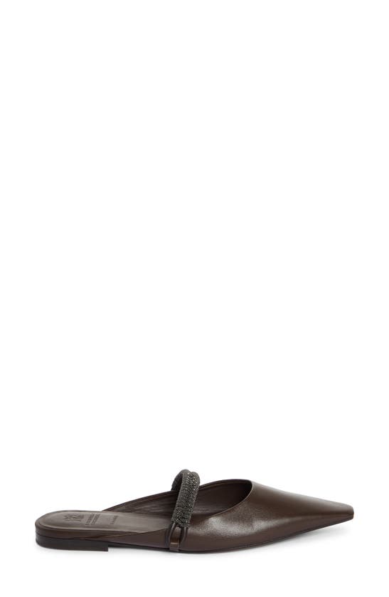 Brunello Cucinelli Monili Strap Mule In Dark Brown