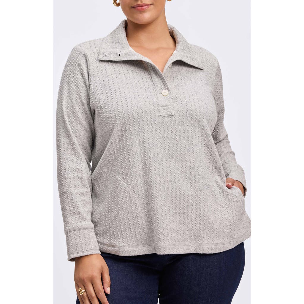 Foxcroft Sammy Cotton Blend Polo Sweater In Charcoal Heather