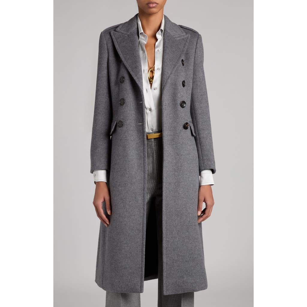 Tom Ford Double Breasted Felt Martingale Coat In Ig344 Mid Grey Melange