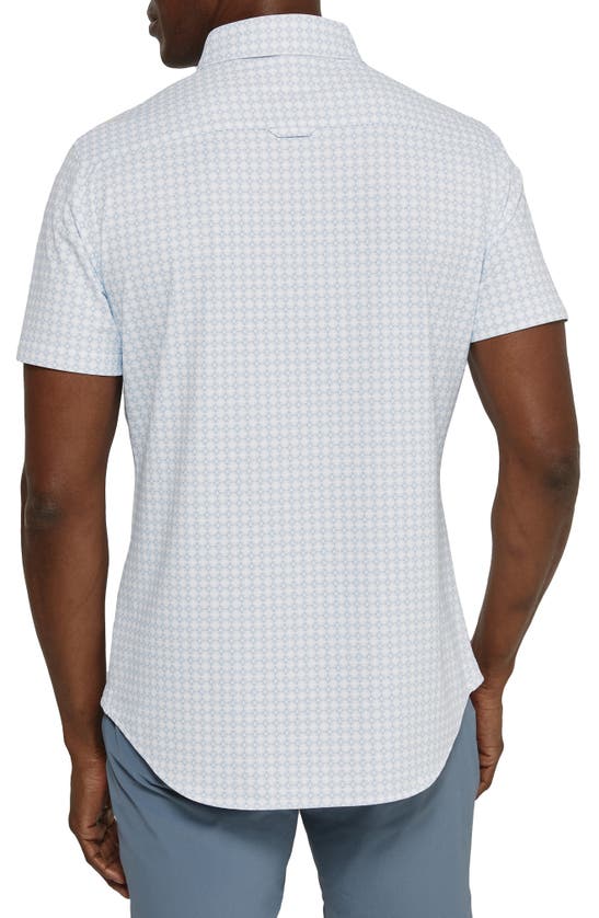 Shop 7 Diamonds Morris Geo Print Short Sleve Performance Button-up Shirt In White