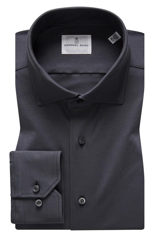 4Flex Modern Fit Knit Button-Up Shirt in Charcoal