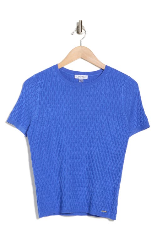 Shop Calvin Klein Textured Short Sleeve Sweater In Dazzling Blue