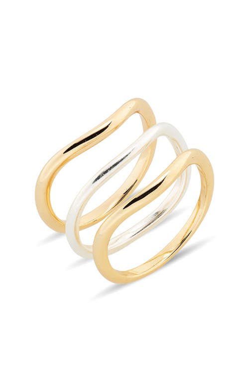 Madewell Set of 3 Wavy Stackable Rings Pale Gold at Nordstrom,