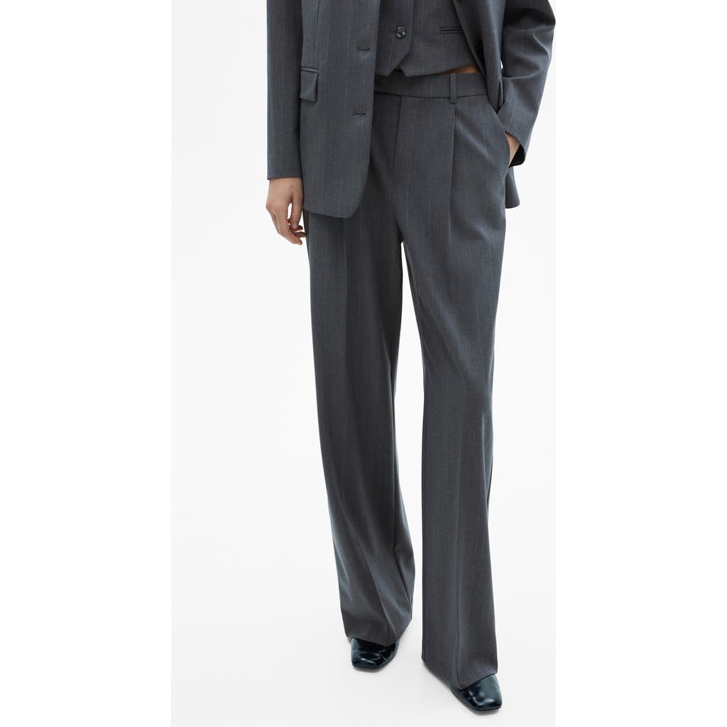 Mango Women's Wide Leg Pleated Pants In Grey