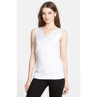 Petite Nic+Zoe Sweet Pleat Top, White
