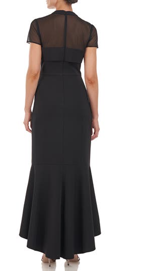 Js collections illusion neck midi outlet dress