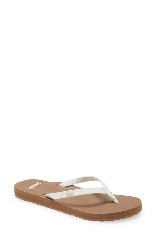 Shop Sanuk 'yoga Joy' Flip Flop In White/tan