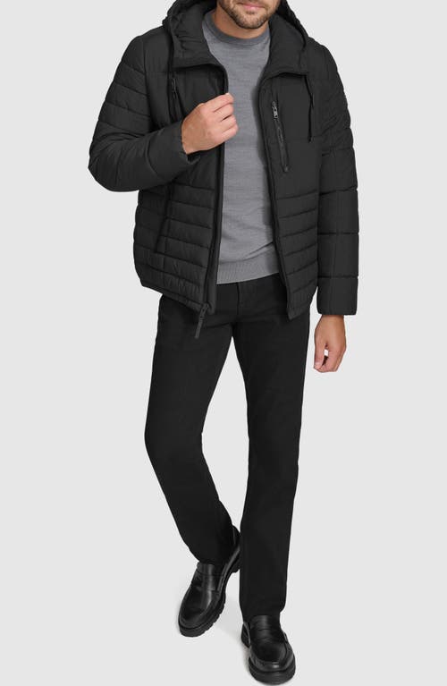Andrew Marc Mixed Quilting Hooded Jacket In Black