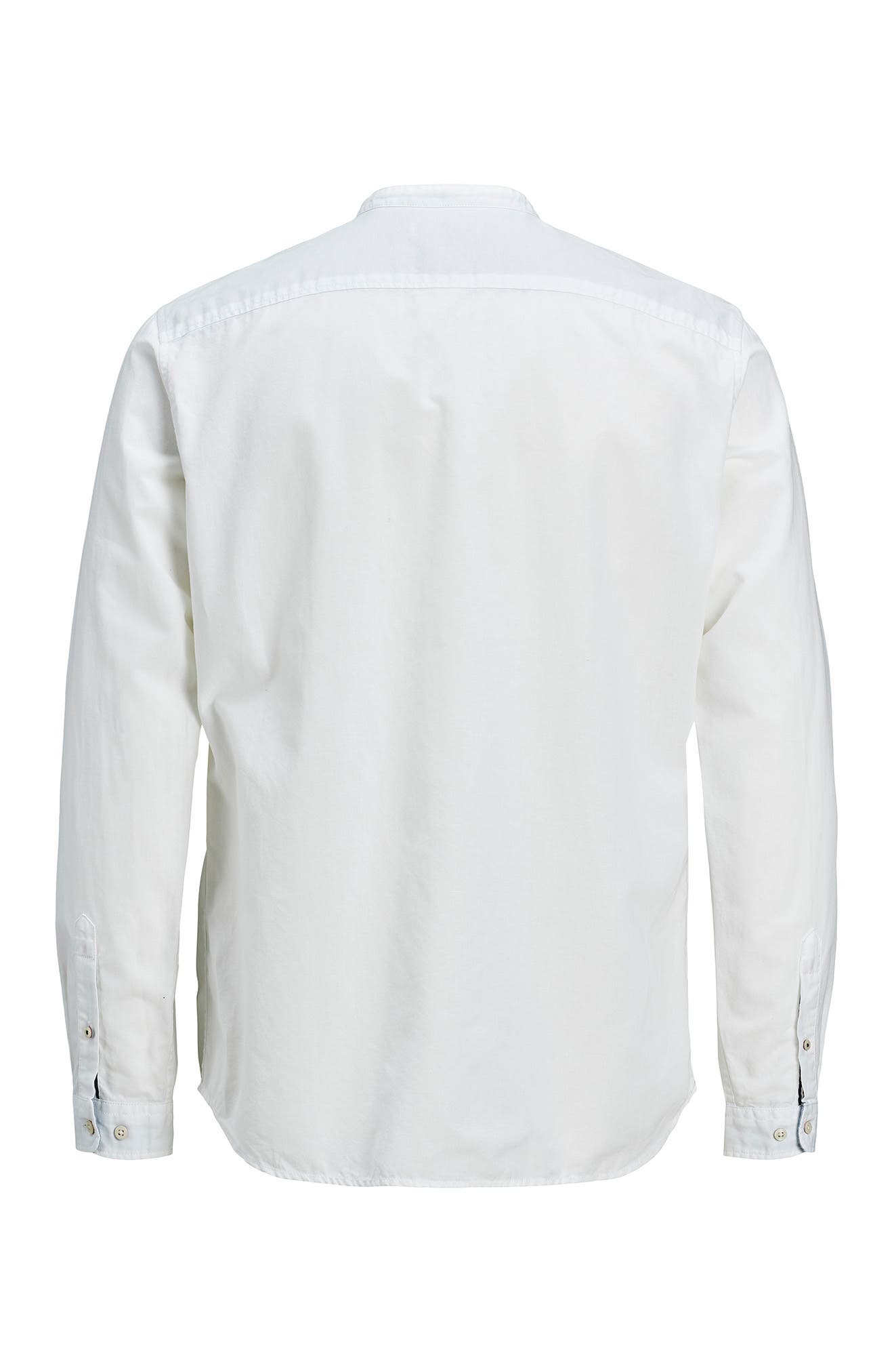 Jack & Jones Solid Band Collar Summer Slim Fit Shirt In White