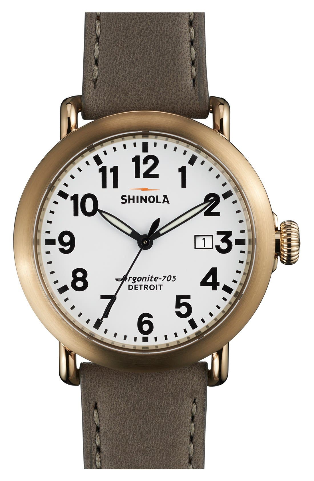 Shinola 'Runwell' Leather Strap Watch, 41mm Nordstrom