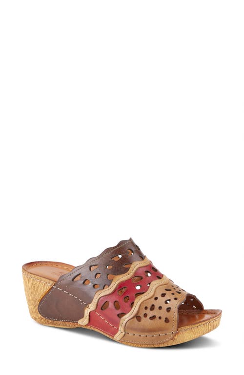 Spring Step Footy Wedge Sandal In Brown Multi