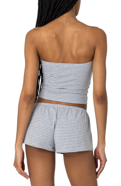 Edikted Astor Striped Tube Top In Gray-and-white