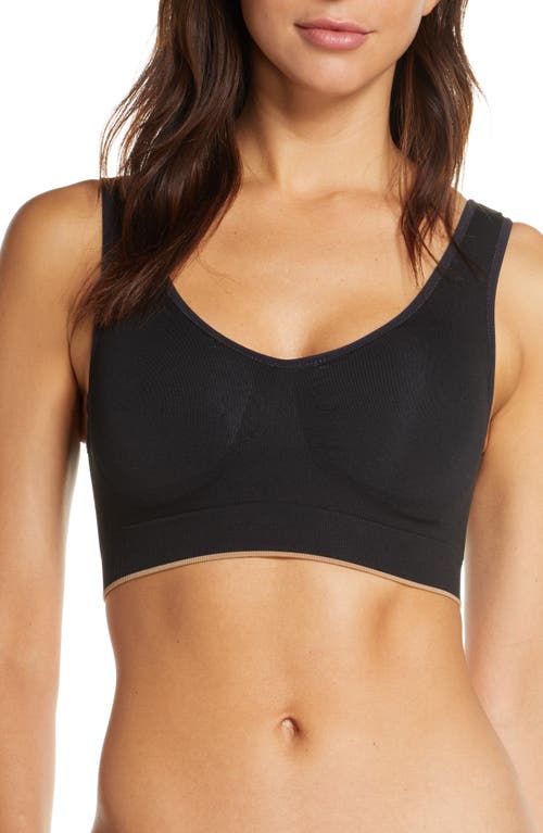 Buy Comfort Life Wide Straps Wireless Bras for Women Thin Soft Pullover  Seamless Back Smoothing Lounge Sleep Removable Pads Yoga, Black, Large at