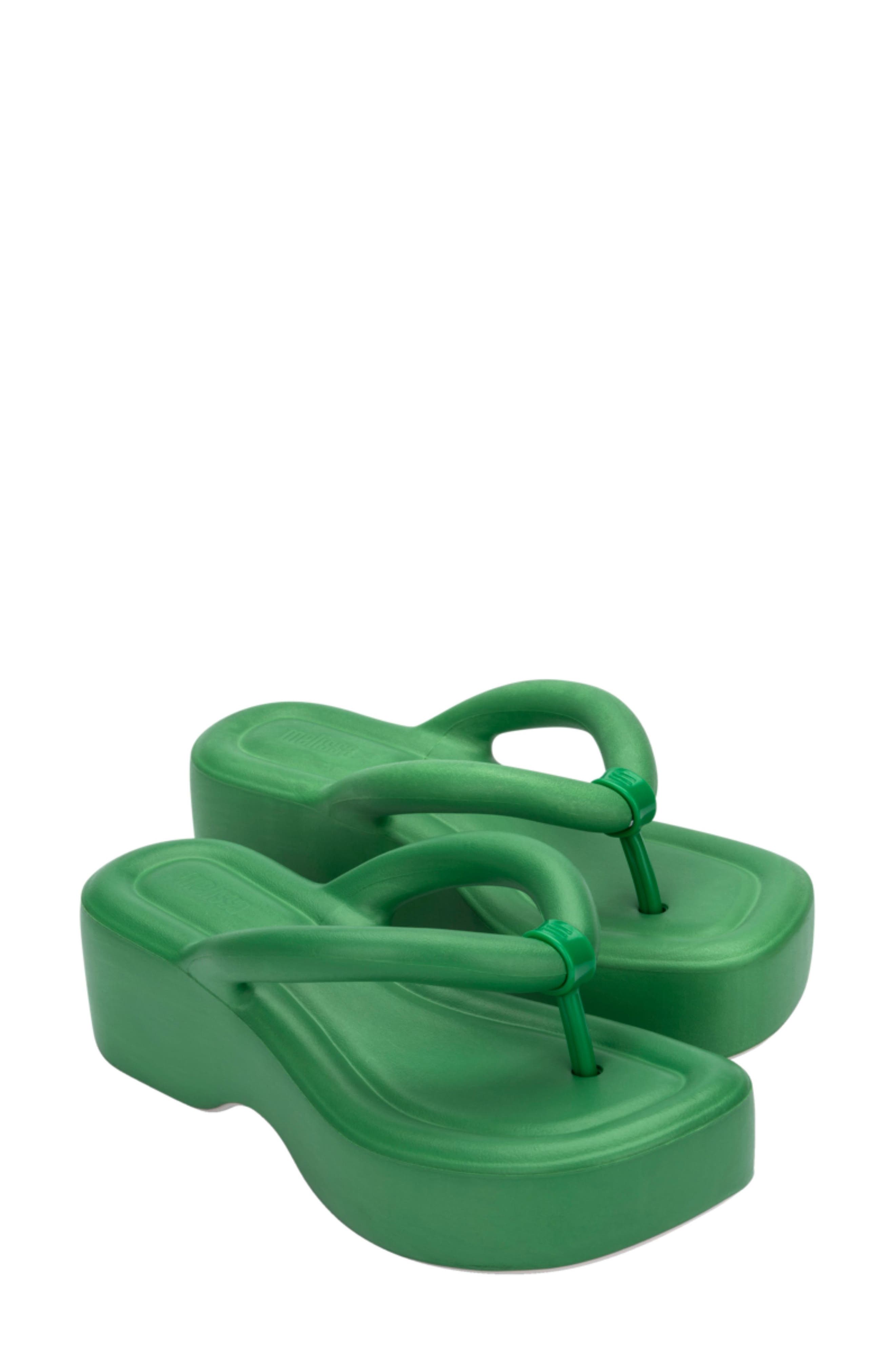 platform green flip flops