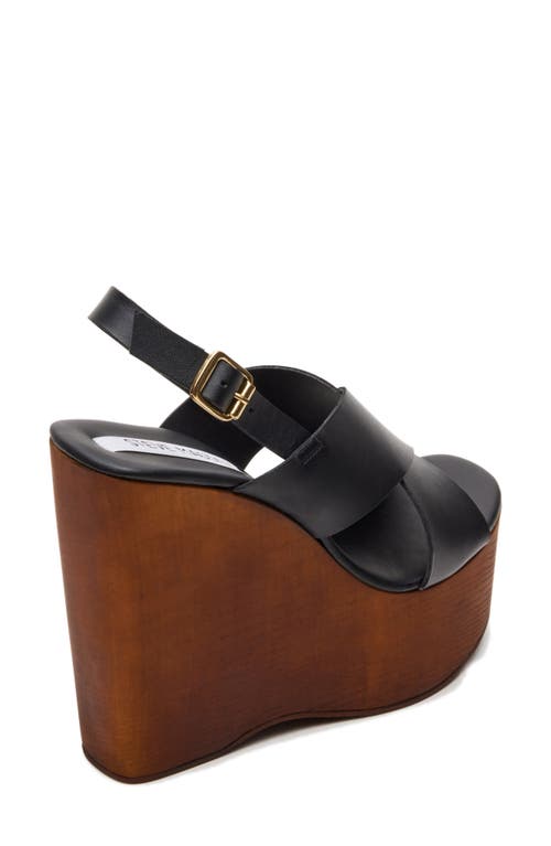 Steve Madden Galaxy Platform Wedge Sandal In Black Leather