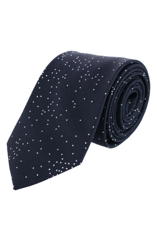 Dot Pattern Silk Blend Tie in Black