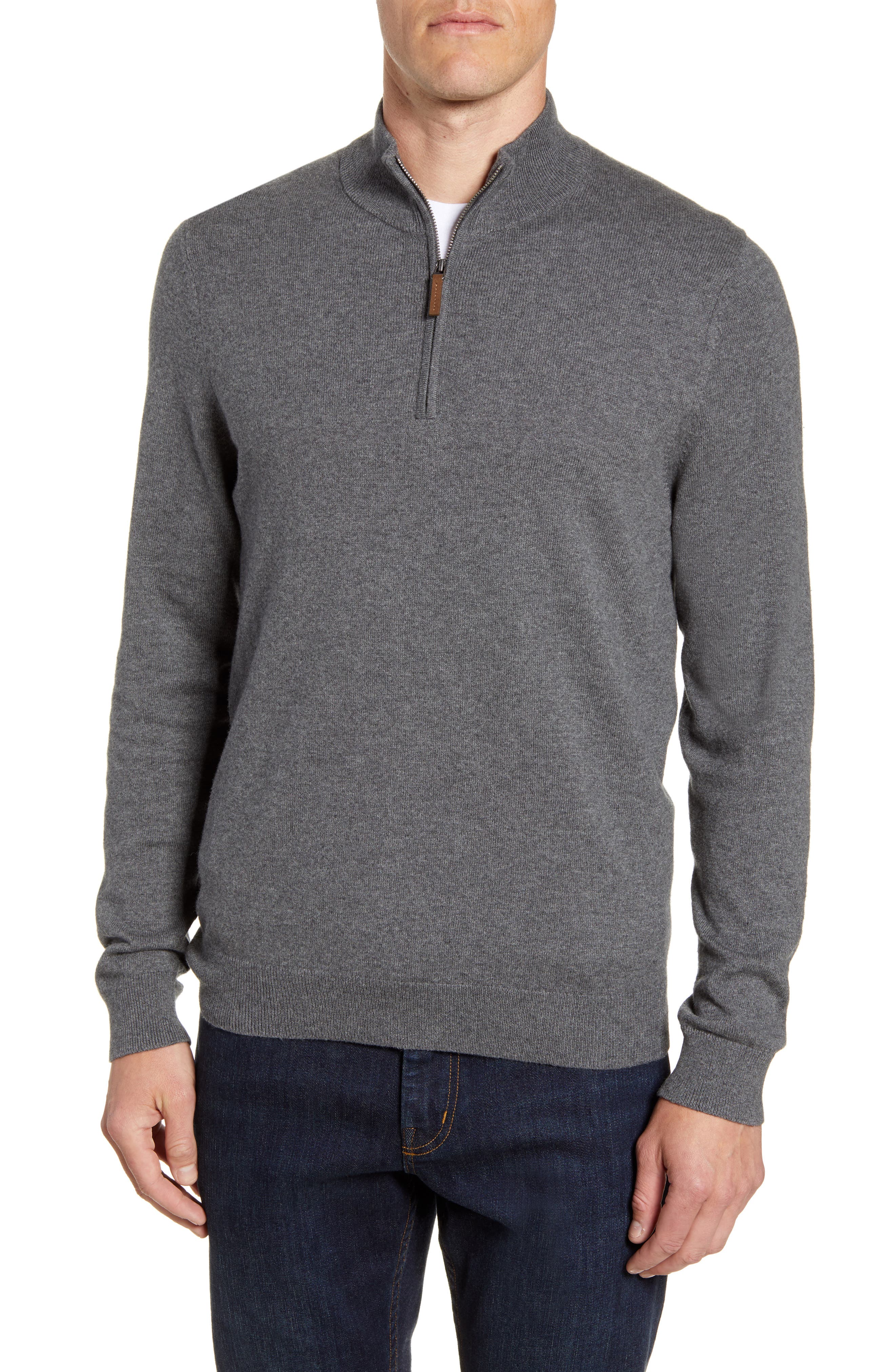 Nordstrom Men's Shop Half Zip Cotton & Cashmere Pullover (Regular & Tall) Nordstrom