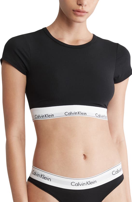 Calvin Klein Stretch-cotton And Modal-blend T-shirt Bralette in Black