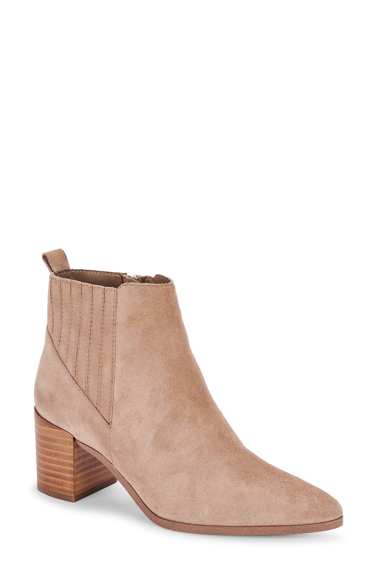 low heel booties brown