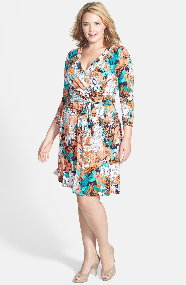 Anne Klein Floral Print Wrap Dress (Plus Size) | Nordstrom