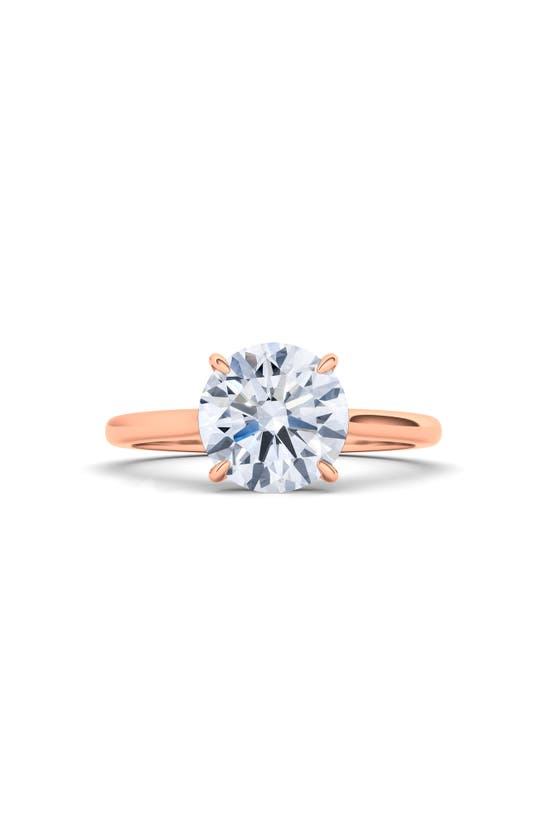 Hautecarat Round Lab Created Diamond 18k Gold Ring In 18k Rose Gold