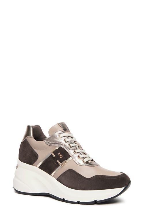 NeroGiardini Logo Strap Wedge Sneaker in Brown 