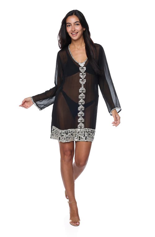 Shop Ranee's Ranees Embellished Long Sleeve Tunic In Black